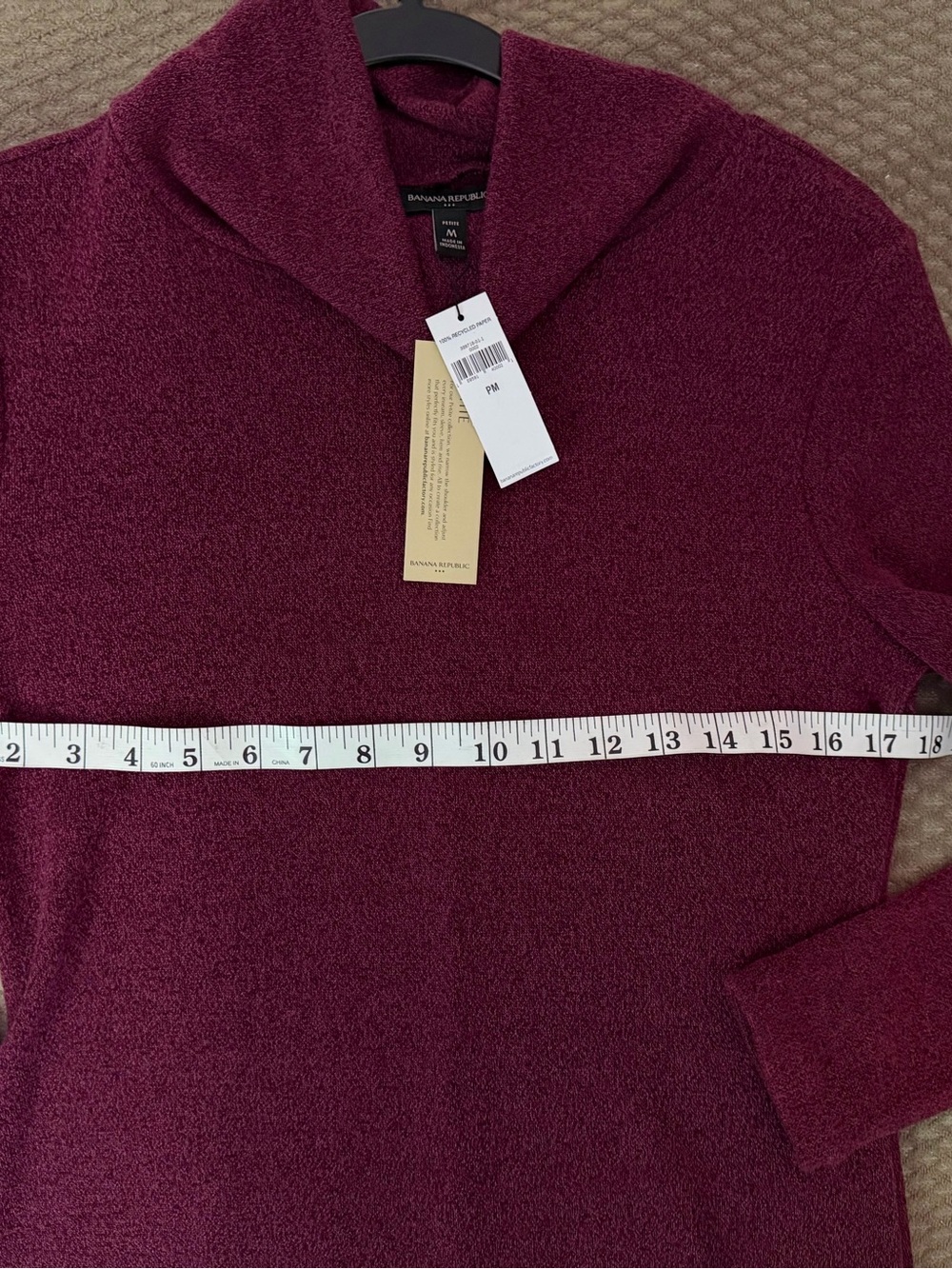 Banana Republic Rich Burgundy / Plum color Cowl Neck Sweater Dress Med Petite - Picture 6 of 9